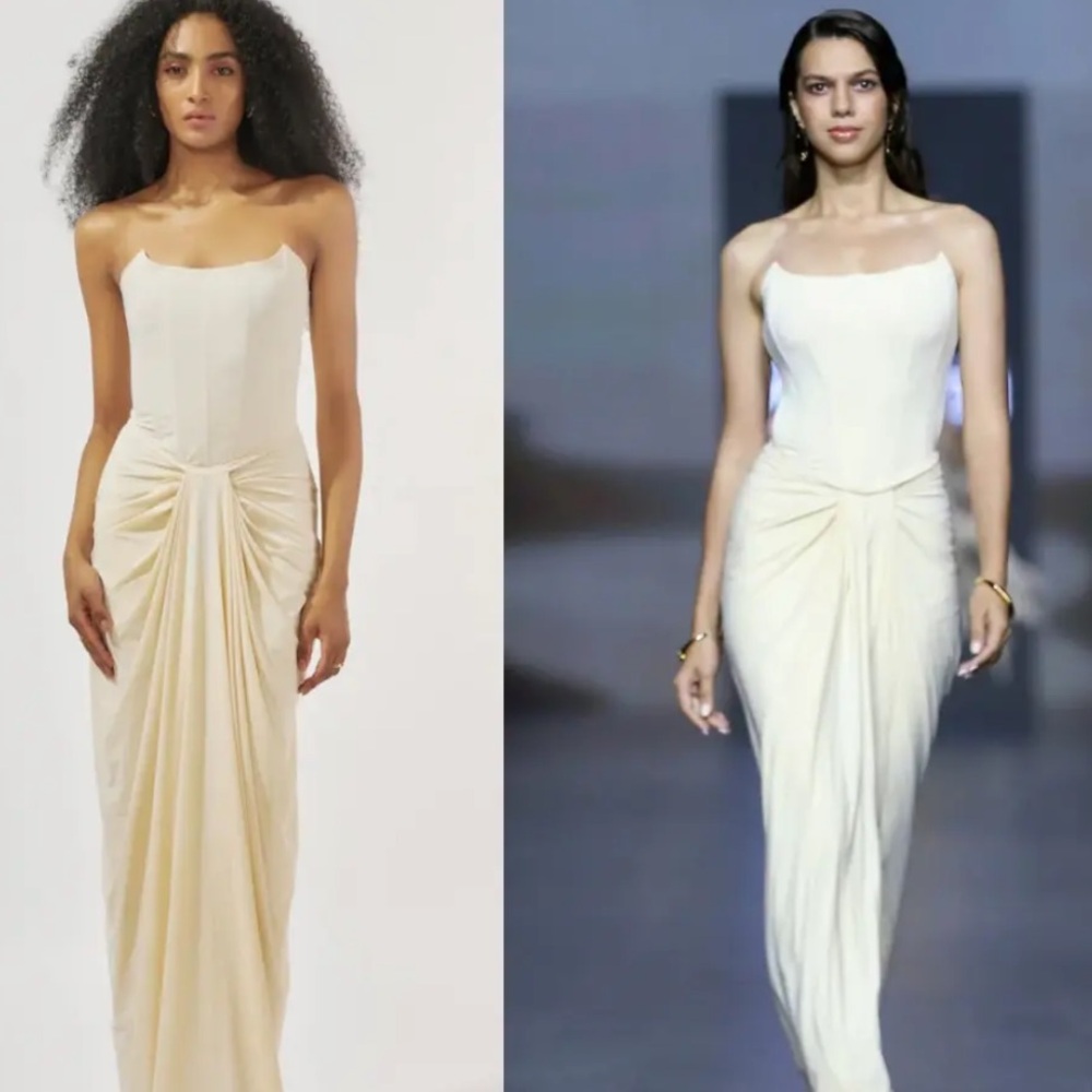 Deme by Gabriella Pearl Gown strapless maxi
